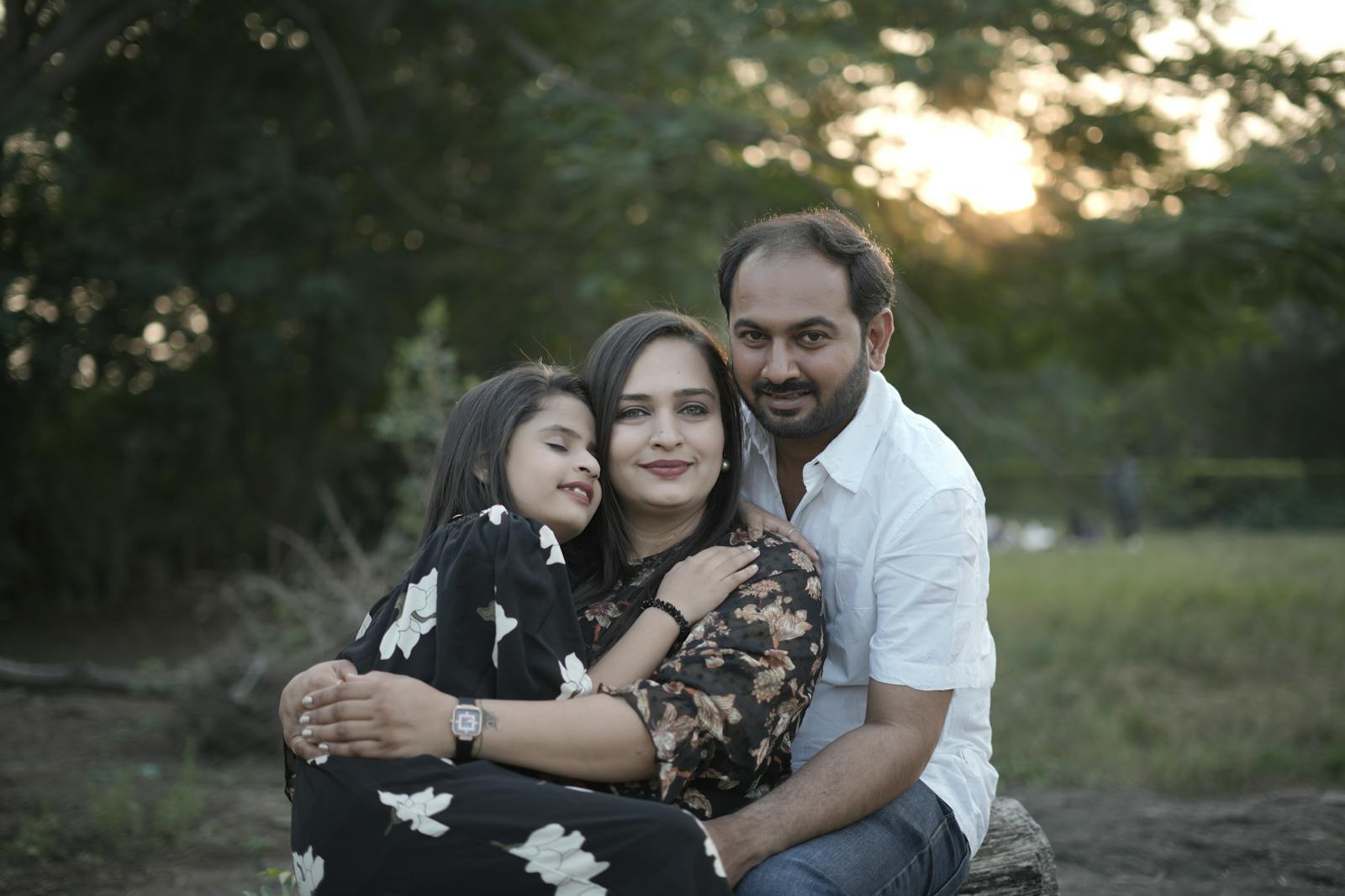 Family portrait in natural sunlight